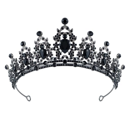 Taria Crowm Headband for Women, Hair Accessories for Birthday Wedding Party Costume (Black)