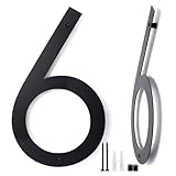 SKLK-SEL 12 Inch House Numbers for Outside, Metal Modern Floating House Numbers, Garden Door Number with Nail Kit, Visibility Signage (Black 6)