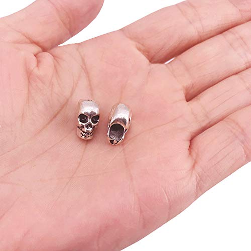 Qtmy 4Mm Hole Macroporous Skull Metal Spacer Beads For Diy Halloween Crafts Jewelry Making Supplies In Bulk (Antique Silver) #TOP5