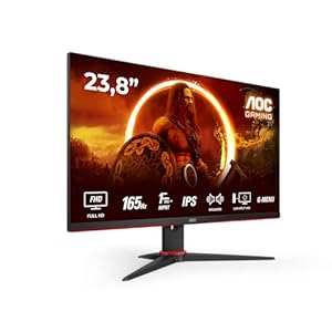 AOC Gaming 24G2SPAE – 24 Zoll FHD Monitor, 165 Hz, 1 ms MPRT, FreeSync, G-Sync Compatible, Lautsprecher (1920×1080, VGA, HDMI, DisplayPort) schwarz/rot