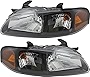 For Nissan Sentra Headlights Lamps Set 2002 2003 Halogen Black Trim Driver and Passenger Side