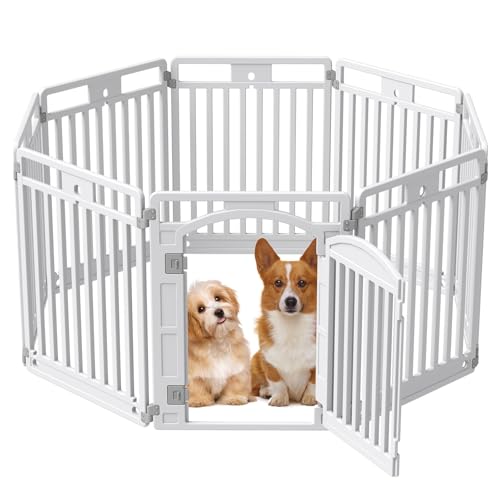 Pet Playpen with Door Dog Playpen Foldable Puppy Playpen for Puppies and Small Dogs 8-Panels Easy Assemble Easy Storing for Indoor and Outdoor (8 Panels)