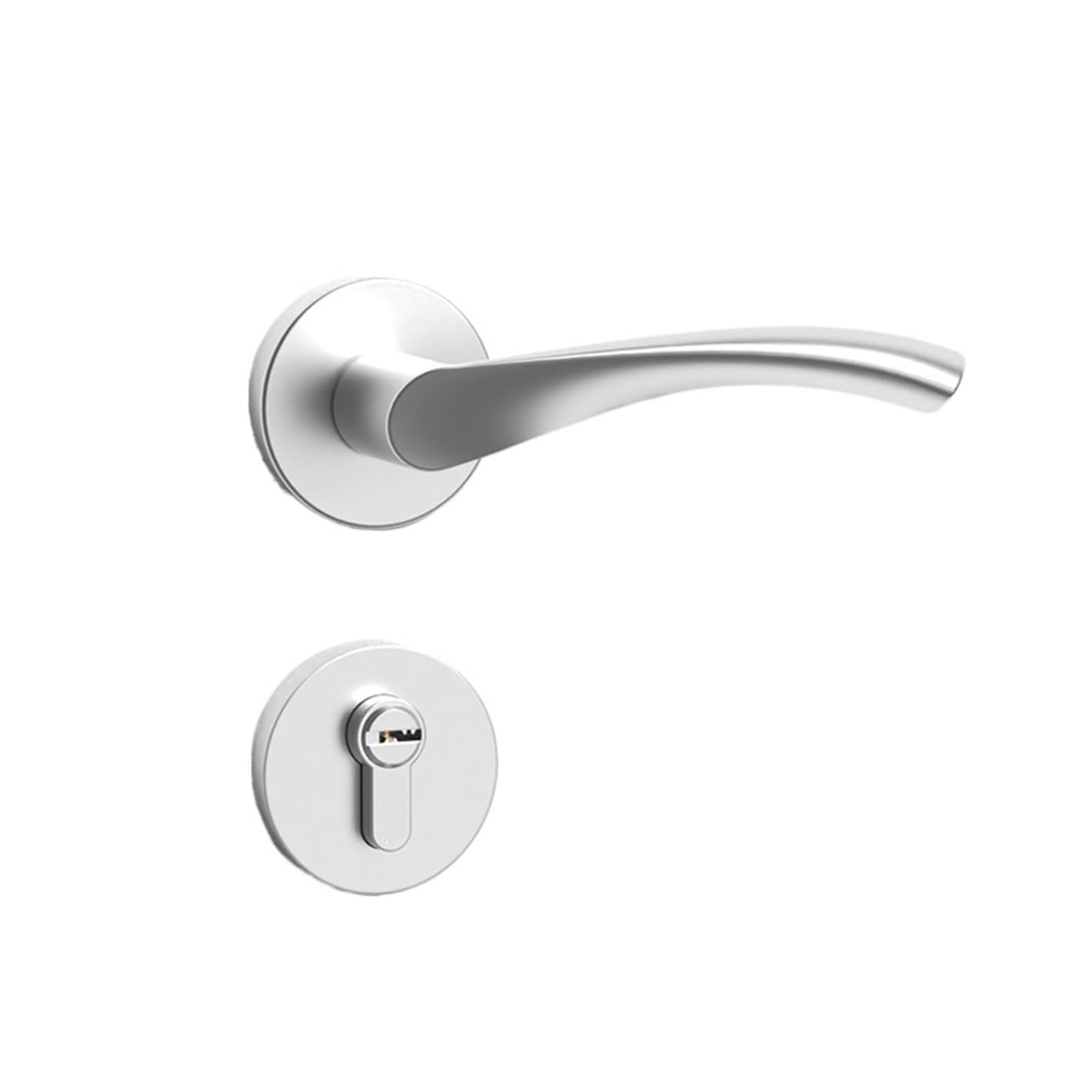 Serrure silencieuse en alliage d'aluminium blanc avec clé pour porte bois