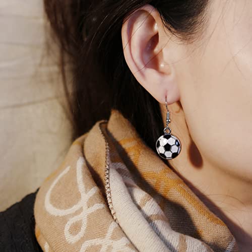 Ruoffeta Sport Ball Dangle Earrings, Football Earrings, Basketball Earrings Soccer Volleyball Baseball Earrings For Women Fan Gift(Soccer) #TOP1