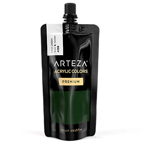 ARTEZA Acrylic Paint Deep Green Color (120 ml Pouch, Tube),