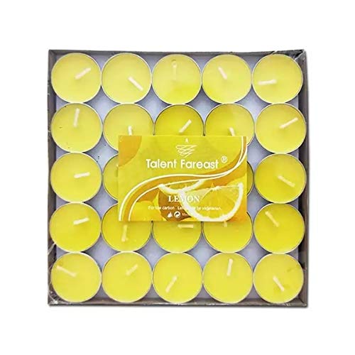 YULAN Tea Light Scented Candle- 50 Pieces (Lemon)