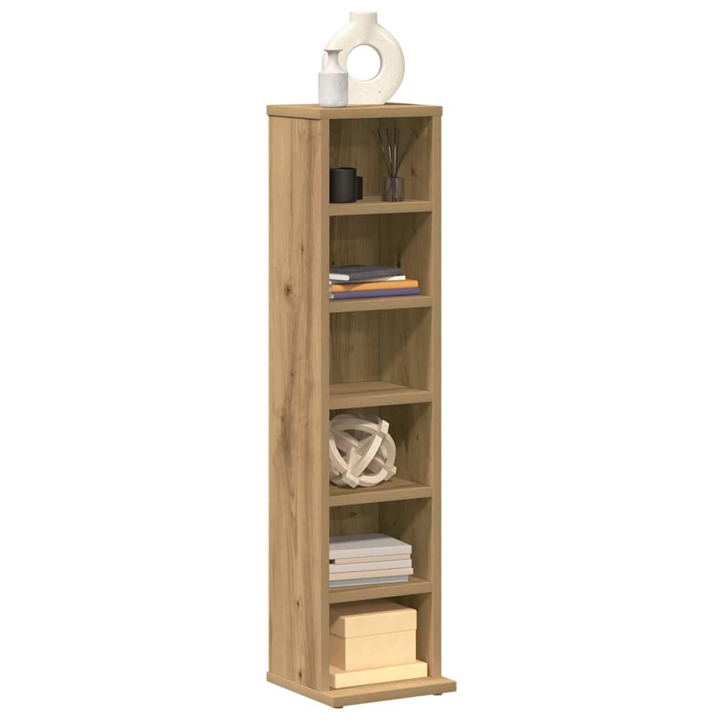 Artisan-Roble - Estantería para CD, 21 x 20 x 88 cm, material de madera con espacio abierto para CD, DVD, vinilo, cómoda y versátil