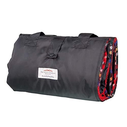 The Wool Company Large Eventer Wool Picnic Rug Royal Stewart Lightweight Picnic Blanket with a Damp-Proof Nylon Backing and Carrying Straps - Made in