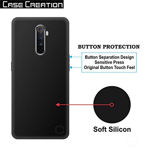 Image of Case Creation Compatible with Realme X2 Pro 2019 Back case, Realme X2 Pro Slim Flexible Smart Look case with 360 Camera All Angle Protection (Pure Black)