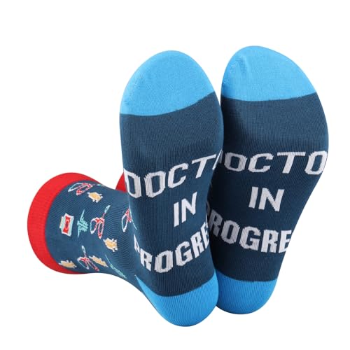 CENWA 1 Pair Doctor Gift Doctor In Progress Socks Doctor Appreciation Gift (doctor in progress,...