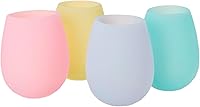 Shark Skinzz Pastel Silicone Wine Glasses Set of 4 - Unbreakable 12oz Drinkware, Insulates Hot/Cold, Dishwasher Safe for Outdoor Use