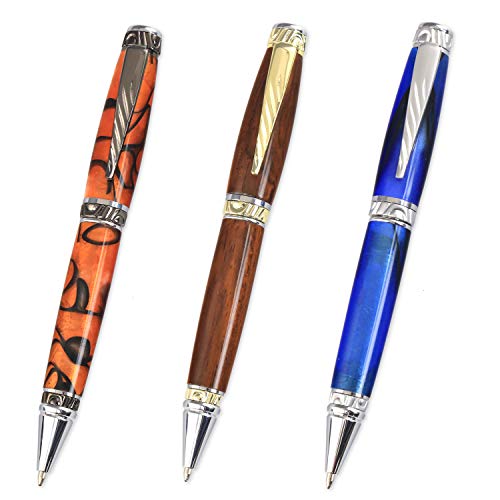 Legacy Woodturning, Fat Cat Pen Kit - Variety, 3 Pack, Includes 1 Gold, 1 Satin Chrome, 1 Gun Metal, Woodworking Project Kit