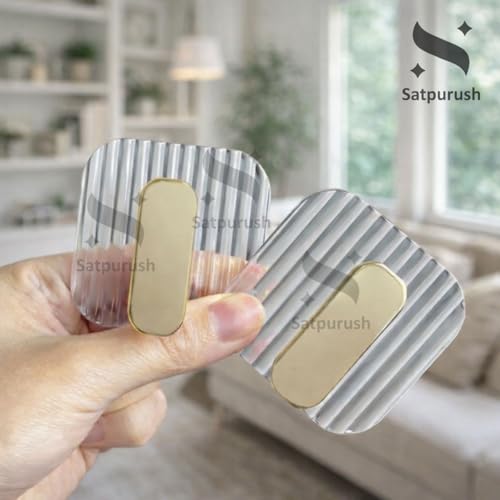 Image of Satpurush Luxury Acrylic Self-Adhesive Wall Hooks | Heavy Duty Bathroom & Kitchen Hook | No Drill Waterproof Wall Hanger for Towels, Robes, Keys & Accessories. (Gold, Pack of 4).