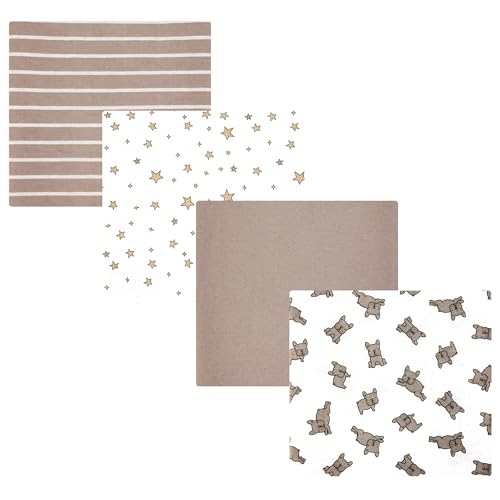 Image of Hudson Baby Unisex Baby Cotton Polyester Flannel Receiving Blankets 4-Pack, French Bulldog Stars, One Size