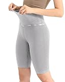 ODODOS Seamless Shorts for Women, High Waist Butt Lifting Acid Washed Ribbed Biker Shorts for Workout Yoga Gym, Acid Wash Grey, X-Small/Small