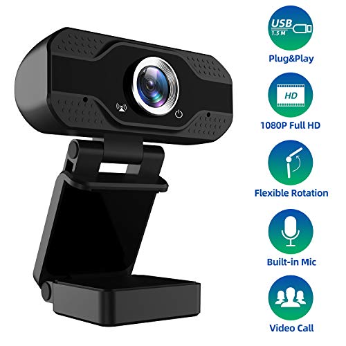 1080P Full HD Webcam with Microphone, USB Web Camera Streaming Computer Camera