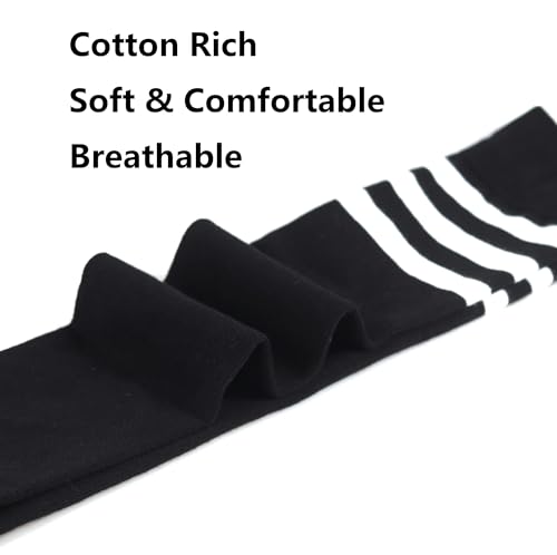 Bestjybt Women Thigh High Socks Cotton Warm Over the Knee High Leg Warmers Long Boot Socks with Stripes2