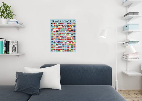 Image of Flags of the World Poster Geography Classroom Decor 2026 International Country Reference Chart Cool Wall Art Print Poster 24x36
