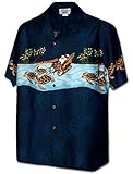 Turtle Sleigh Santa Men's Christmas Shirt 3918-NAVY-XL