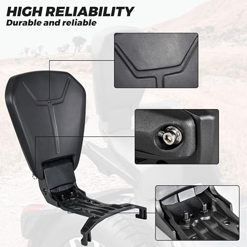 SAUTVS Black Foldable Passenger Backrest for Can-Am Ryker, Cast Aluminum Black Sport Passenger Back Rest Kit for Can Am Ryker 600 900 & Ryker Rally 2019-2023 Accessories (Replace #219400843) - Thumbnail 4