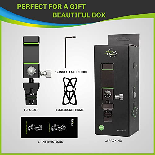 Gegemu Bike Phone Mount, Bicycle & Motorcycle Handlebar Cell Phone Holder Universal With 360° Rotation For Phone 11 / Phone 11 Pro Max, S9, S10 And More 4.7" - 6.8" Cellphone #TOP6