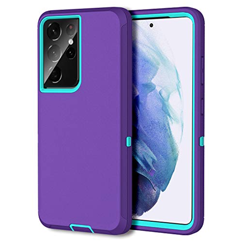 MXX Case Compatible with Galaxy S21 Ultra, 3-Layer Super Full Heavy Duty Body Bumper Cover/Shock Protection/Dust Proof, Designed for Samsung Galaxy S21 Ultra 5g (6.8 Inch) 2021 - (Purple)
