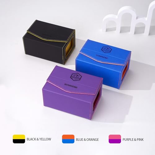 Image of SANZIE Card Deck Box for MTG Commander Deck Box with 2 Toploaders 35PT fits 240+ Single Sleeved Trading Cards PTCG TCG Deck Box for Trading Cards (Blue)