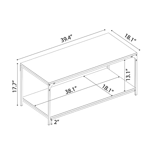 Galano Bowie Coffee Table - 2 Tier Rectangle Table And Storage Shelf - Modern Tabletop Dining Table For Living Room - Engineered Wood - Easy Assembly - Royal Walnut #TOP2