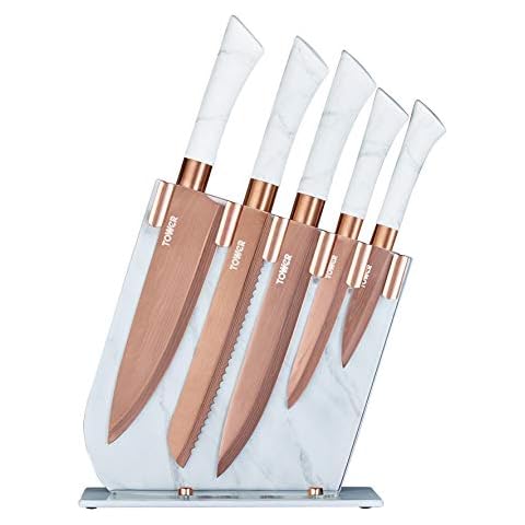Tower T81534WR Kitchen Knife Set with Block Cover