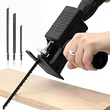 Kit Adaptador para Serra Tico-Tico, Transforme Sua Furadeira em Serra Elétrica, Inclui 3 Lâminas para Madeira, Metal e PVC, Corte Rápido e Preciso