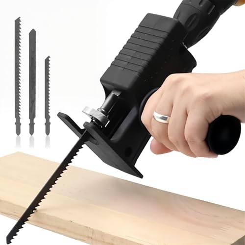 Kit Adaptador para Serra Tico-Tico, Transforme Sua Furadeira em Serra Elétrica, Inclui 3 Lâminas para Madeira, Metal e PVC, Corte Rápido e Preciso