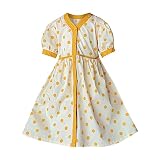 Baby-Body-Set für Mädchen Sommer-Kleider für Mädchen mit kurzen Ärmeln und gelben Ripple-Dots-Krawatten (Orange, 10-11 Years)
