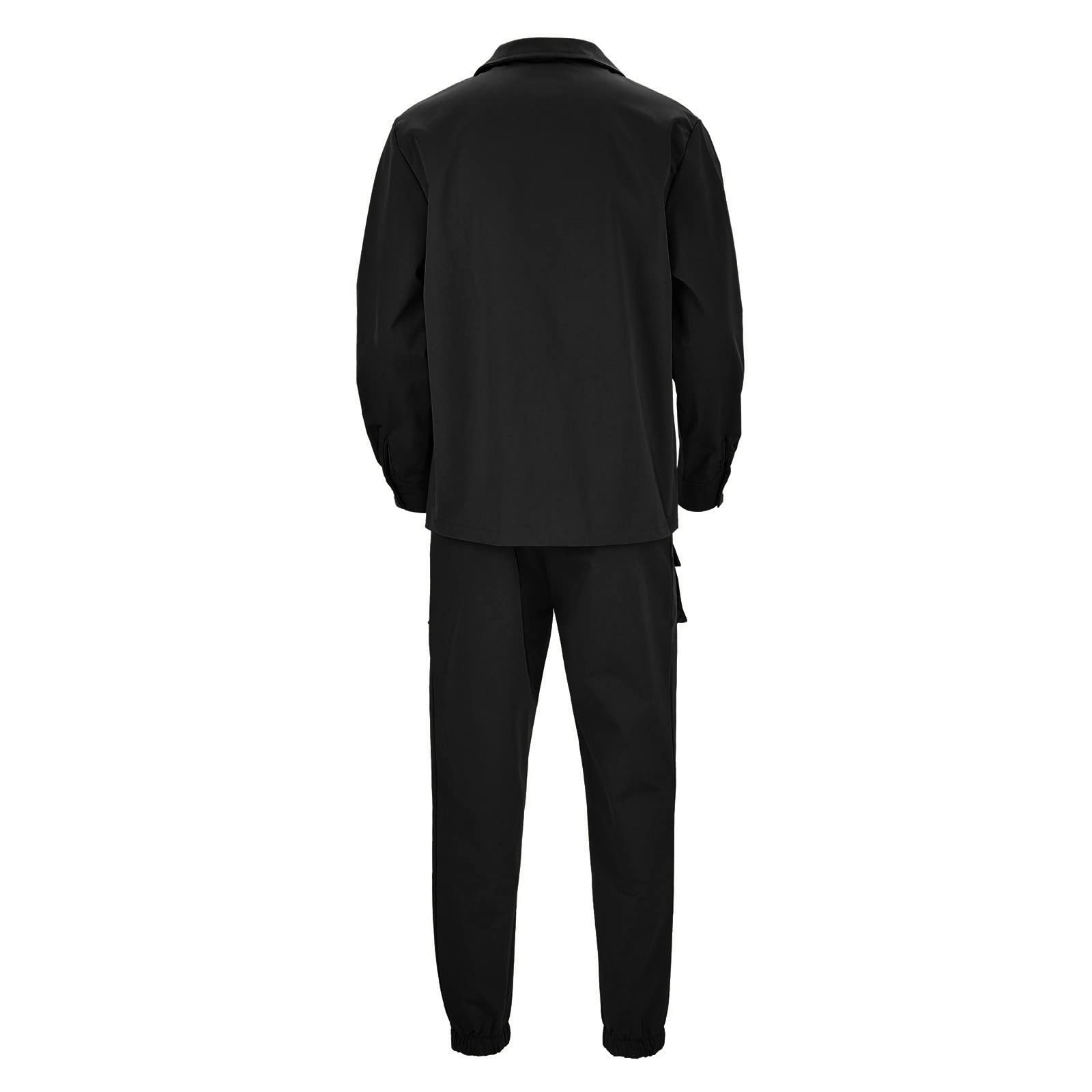 Vestito Elegante Completo Estivo Pantaloni Cargo Casual da Uomo Pantaloni da Trekking Pantaloni da Jogging da Allenamento Pantaloni della Tuta Camicia con Colletto rovesciato Abito Completo Vestito
