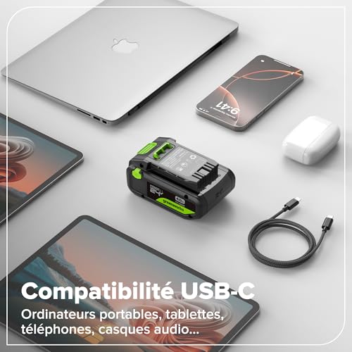 Greenworks POWERALL 24V Kit de Démarrage 2x Batteries USB C 4Ah + Chargeur - vue 4