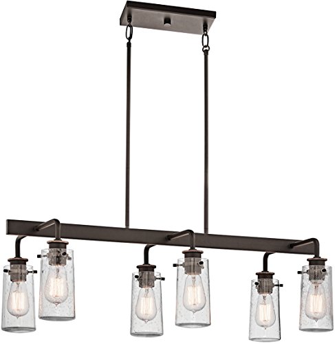 KICHLER Braelyn 11.25" 6 Light Linear Chandelier with Clear Seeded Glass Olde Bronze® by Kichler - Image 2