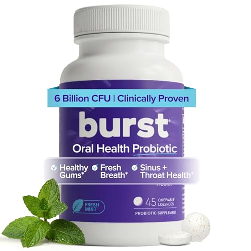 Burst Dental Probiotics (45 Count) | Oral Probiotics for Teeth and Gums | Immune System & Sinus Support | Promotes Upper Respiratory & Oral Health | Bad Breath Treatment for Adults | Made in the USA
