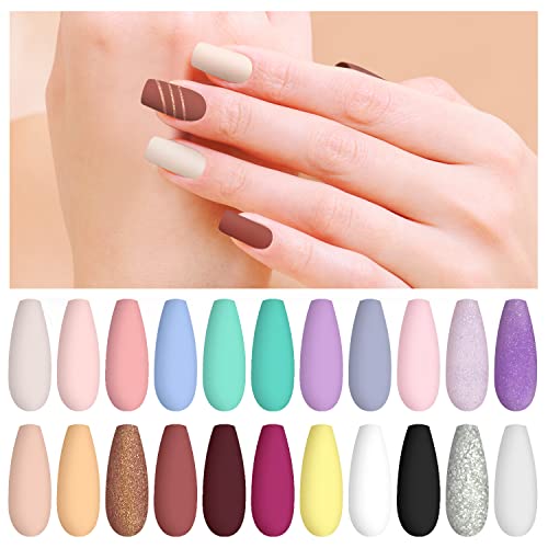 ab gel Uv Nagellack Set, 27 Farben Soak Off Led Nagellack Set Maniküre Kit,Gel Nagellack UV Set, Nagellack Top & Base Coat gefrostet Coat Und Decklack, Nude, Glitzer Cover