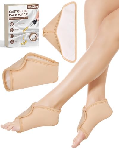 DLMDML 2Pcs Castor Oil Pack Wrap for Ankle, Reusable Organic Feet Wrap Adjustable Castor Oil Compress Feet Brace for Ankle, Waist, and Joint Care
