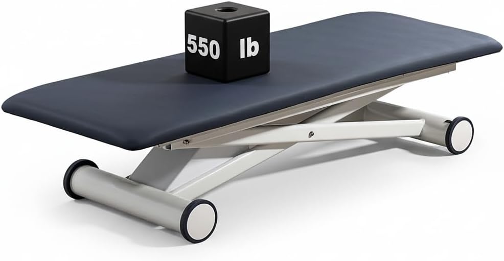 Electric Physical Therapy, Adjustable Height Hi-Lo Treatment Table with Wheels, Heavy Duty Medical Exam for Rehab Clinic & Chiropractic Use, 72" L x 28" W(Blue)