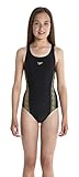 Speedo Mädchen Badeanzug Monogram Muscleback, Black/Global Gold, 140