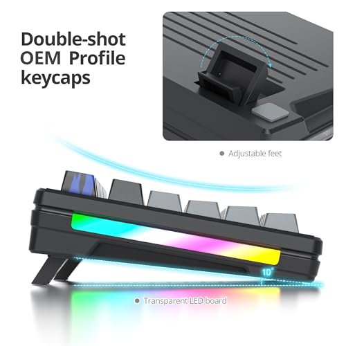Image of Owpkeenthy 75% Gasket Mounted Mechanical Gaming Keyboard Hot Swappable, Wired 87 Keys South-Facing RGB Keyboard with Quiet Linear White Switch Cherry Keycaps for Win mac (Black)