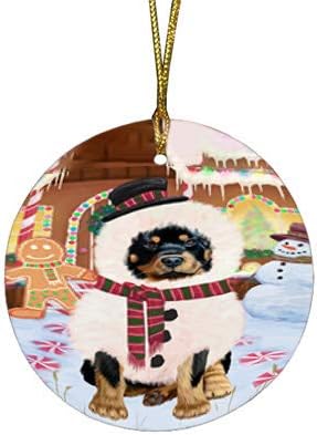 Christmas Express Delivery Red Truck Running Rottweiler Dogs Round Flat Ornament - Pet Decorative Hanging Ornaments for Christmas X-mas Tree Decorations - 2.75" Round Christmas Ornament