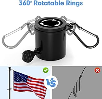 Flag Poles for 3x5 Flags Outdoor, Black Flag Pole Kit for Outside House - Heavy Duty 6ft Flagpole and Holder Stainless Steel, Mount for Outdoor, Boat, RV, Truck Hitch, Garage Wall, Tangle Free Rings
