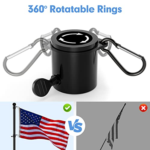 Flag Pole Kit for Outside House with Holder, 5ft Outdoor Flag Poles for 3x5 Flags, Heavy Duty Black Flagpole for Boat, RV, Truck Hitch, 1 inch Diameter, Tangle Free Rings