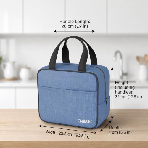 Image of Crasts Insulated Travel Lunch Bag for Office, School & College Waterproof Thermal Tiffin Bag for Men, Women & Kids | Small Lunch Carry Bag with Front Pocket for Picnic Daily Use Lunch bag (Light Blue)