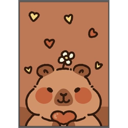 Superlicencias Manta Polar Decorativa con Diseño de Capibara Kawaii, Estampado de Corazones, Color Marrón, Peluche