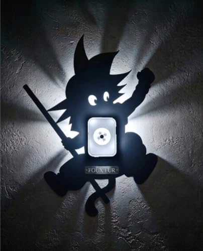 Image of Mini Son Goku Shadow Lamp | Dragon Ball LED Night Light | AA Battery Operated Decorative Table & Bedside Lamp | Shadow Illusion Light for Bedroom, Gaming Room, Office & Anime Room Decor