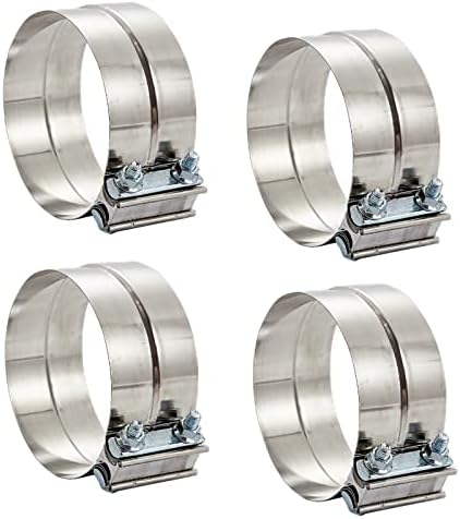 5" Stainless Steel Exhaust Clamp,Universal Muffler Clamp Lap Joint,Anti-Rust&Corrosion Resistant,Band Clamp For Motorcycle,Car Exhaust System,Tube Conection,Pipe Repair,Repalcment,4Pcs