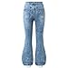 Girls Chic Heart Embroidered Flare Jeans - Stretchy Casual Elastic High Waisted Bell Bottom Denim Pants for 6-13 Years