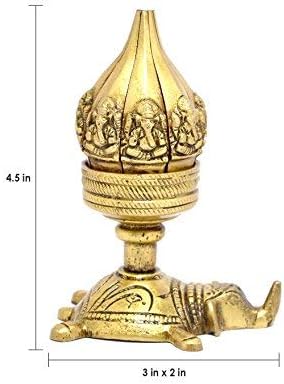 phareLamp Presents Lotus Engraved Buddha Over Elephant Candle Brass Oil Lamp Diya #A233